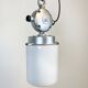Vintage aluminium industrial lamp with milk glass, 1970s