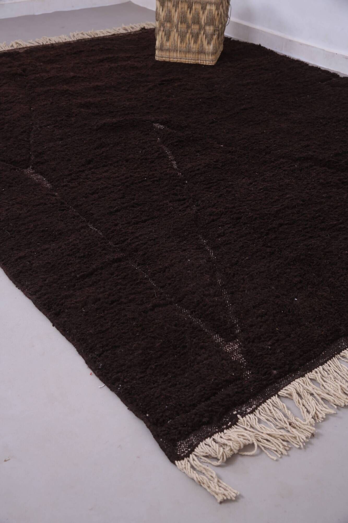 Espresso Brown Moroccan Rug 248 x 310 cm - Vintage Moroccan Rug  Bohemian