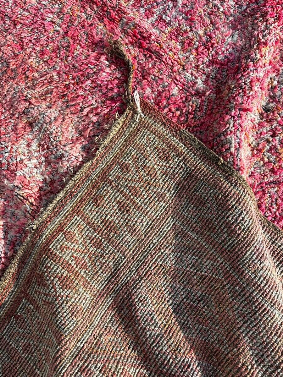 Large modern Berber Boujad rug in pink wool.