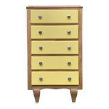 Art Deco chest of drawers in raw oak and yellow