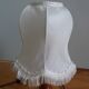 Turned wood lamp with fabric lampshade