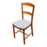 Scandinavian chair Baumann 88 solid beech wood and beige blue wool.