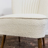 Pair of white cream boucle cocktail chairs, 1950s