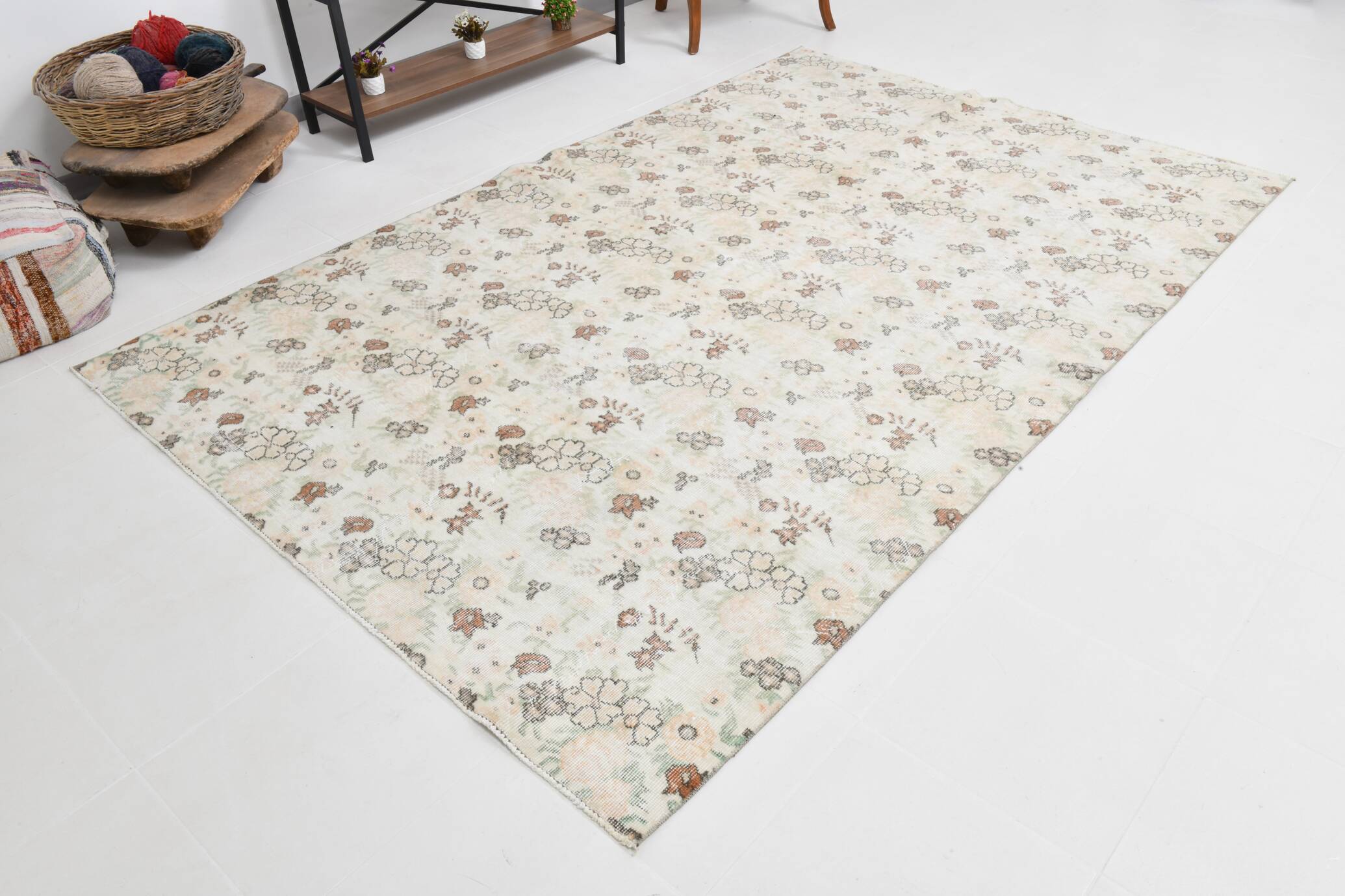 Tapis vintage en laine tapi beige 286x186