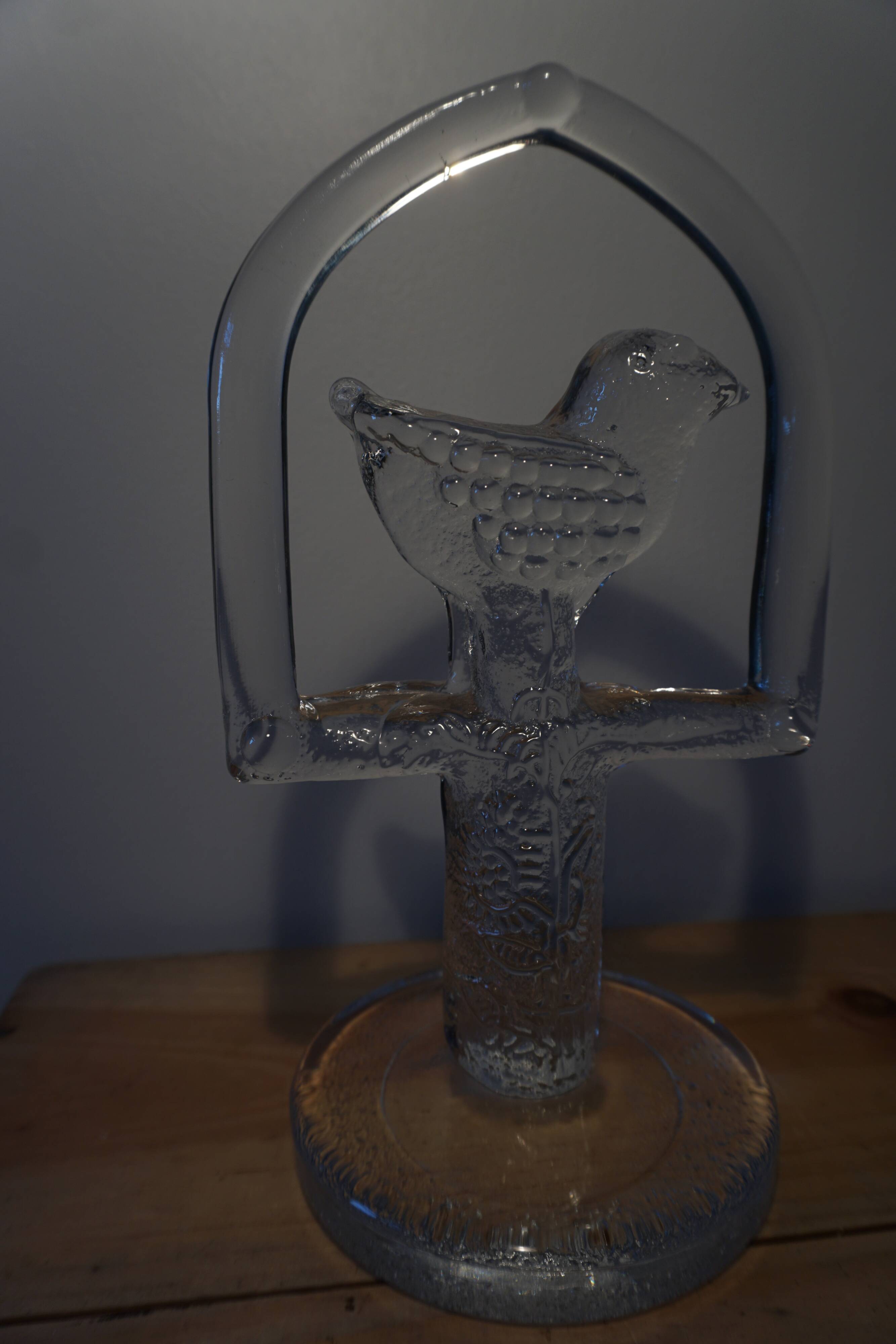 Glass bird suncatcher sculpture