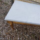Table basse style louis xvi ancien bois doré avec plateau marbre