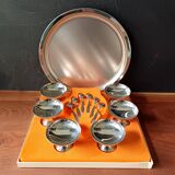 Set of 6 cups, tray and ice cream spoons guy degrenne "modern line"