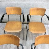 Set of 4 vintage chairs with armrests