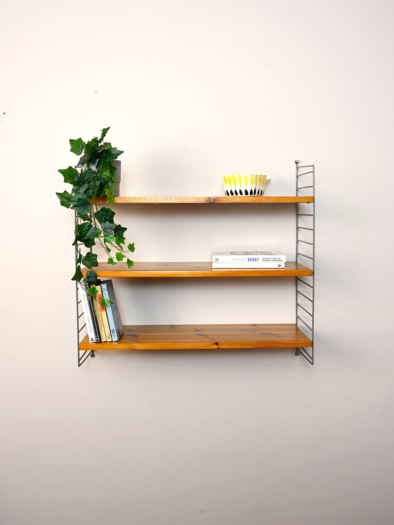 Swedish pine and metal shelf