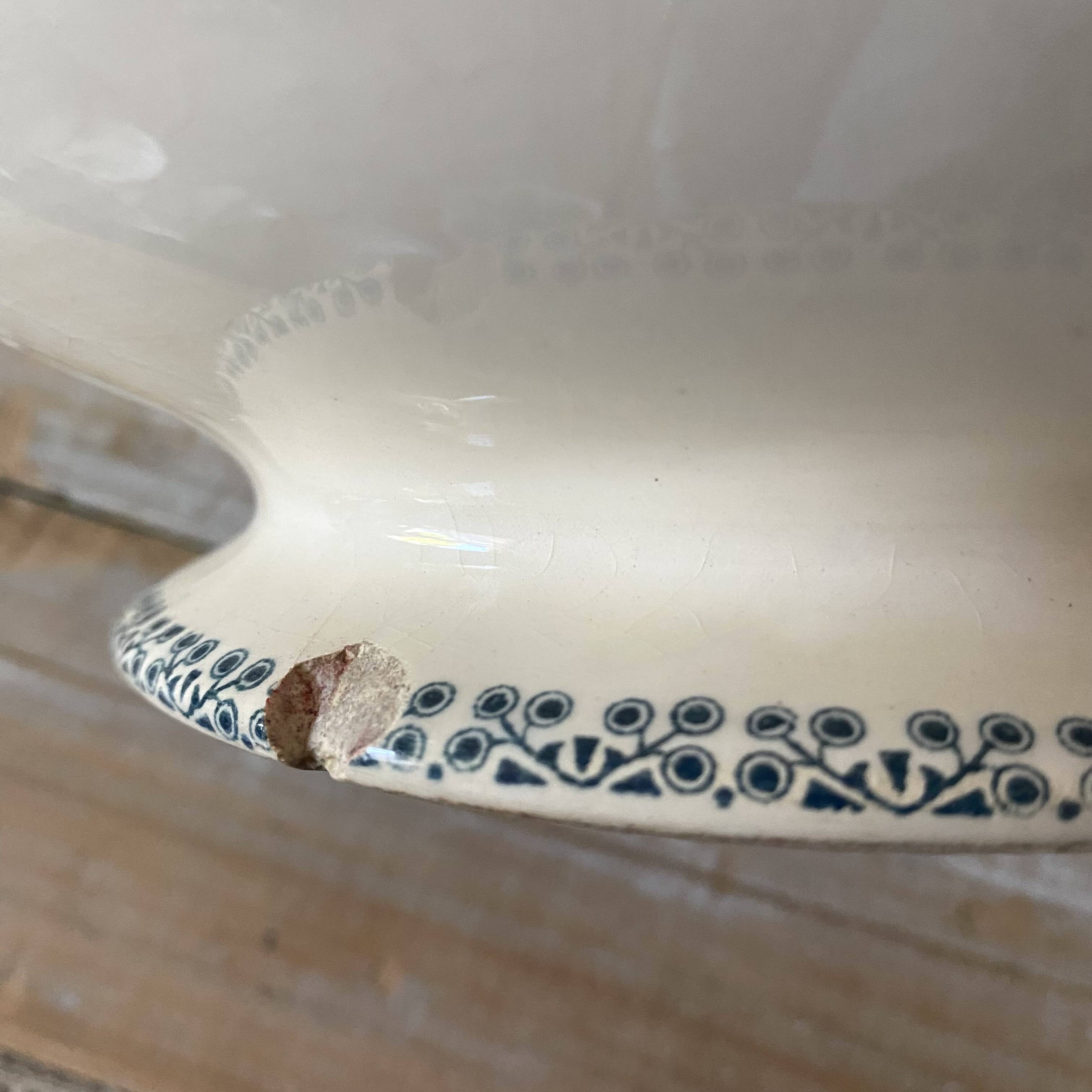 Iron earth salad bowl, old "Guadeloupe" soup tureen