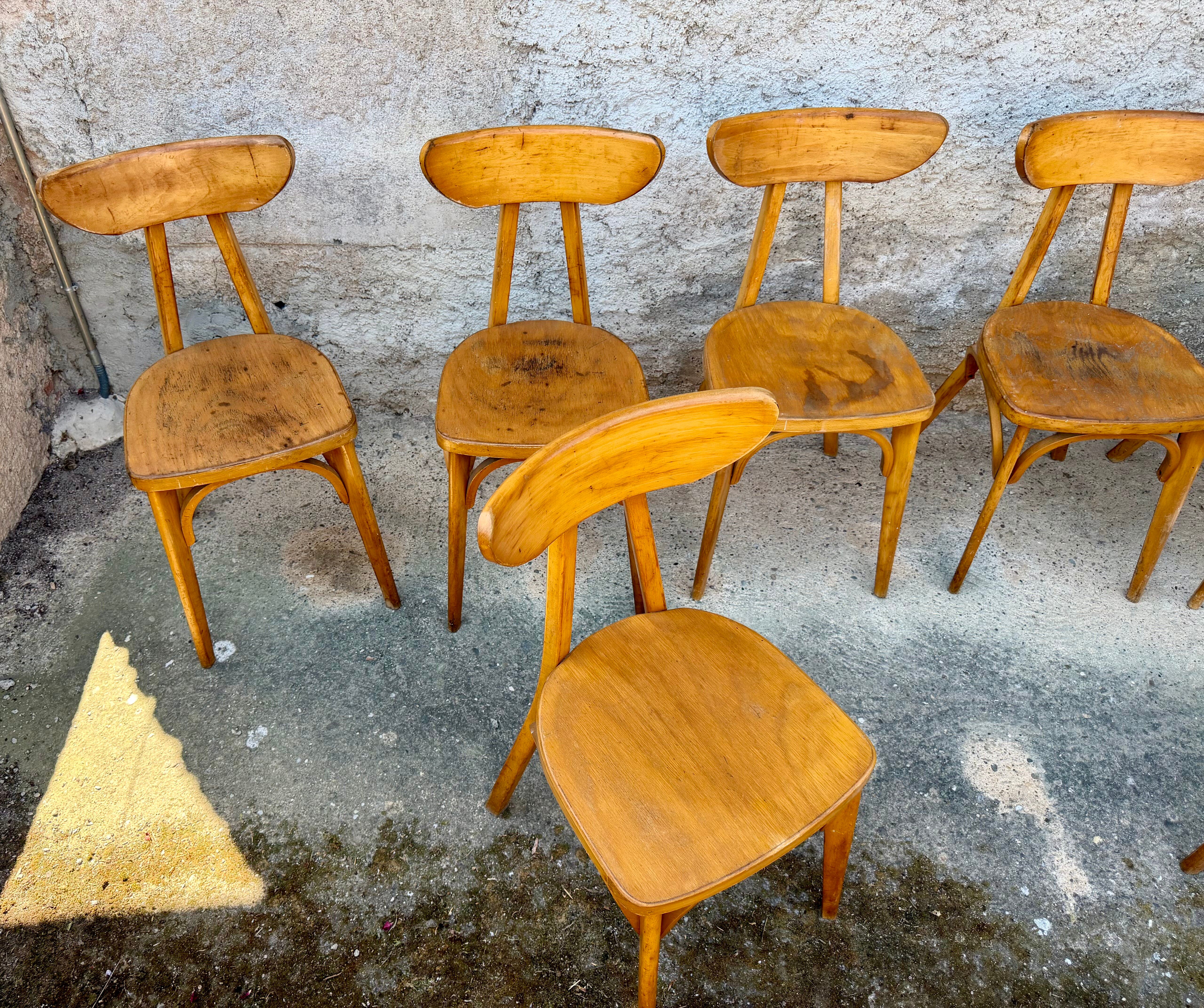 Série de 9 chaises bistrot lutherma banane boomerang