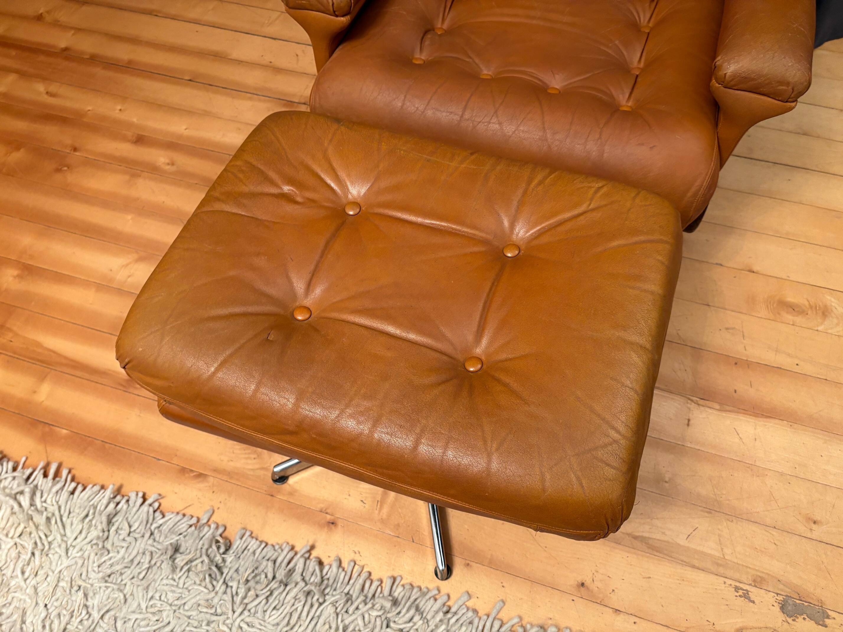 Armchair with footstool, By Ring Mebelfabrikk, Norway, 1960s