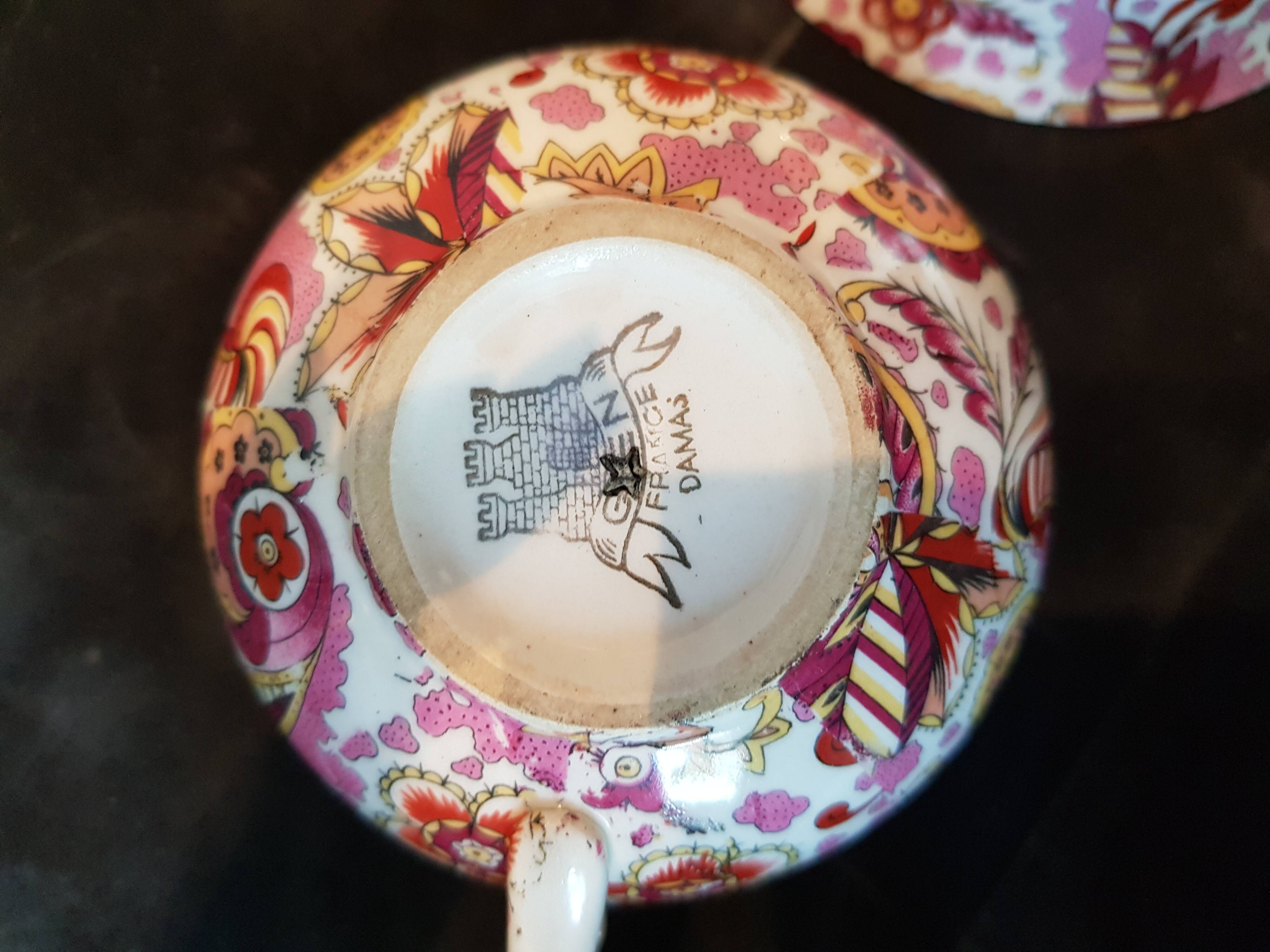 Hand-painted Gien cups