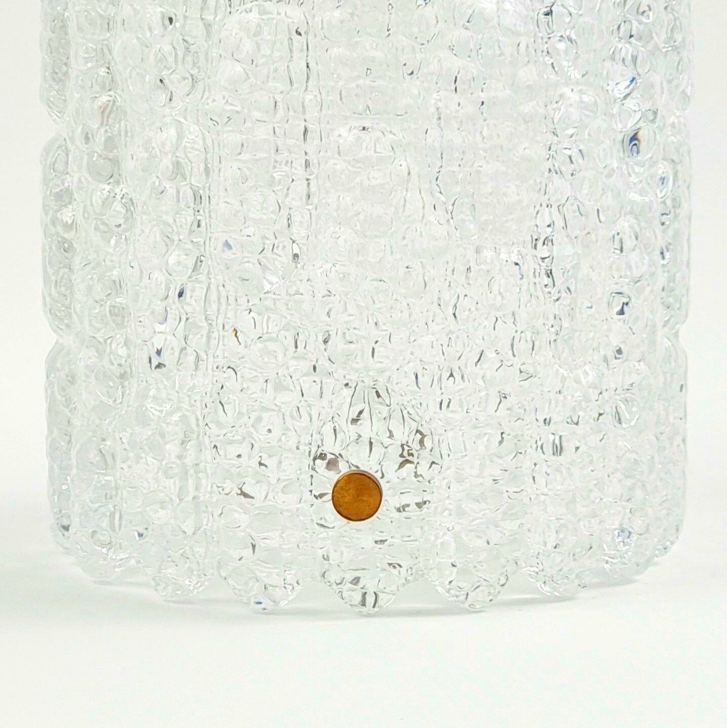 Mid-Century Scandinavian Crystal Glass & Brass Ceiling Light by C.Fagerlund