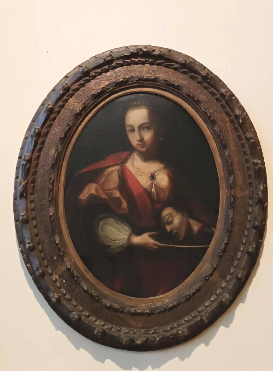 Old oil painting on canvas, Salome holding the head of John the Baptist - 18th century