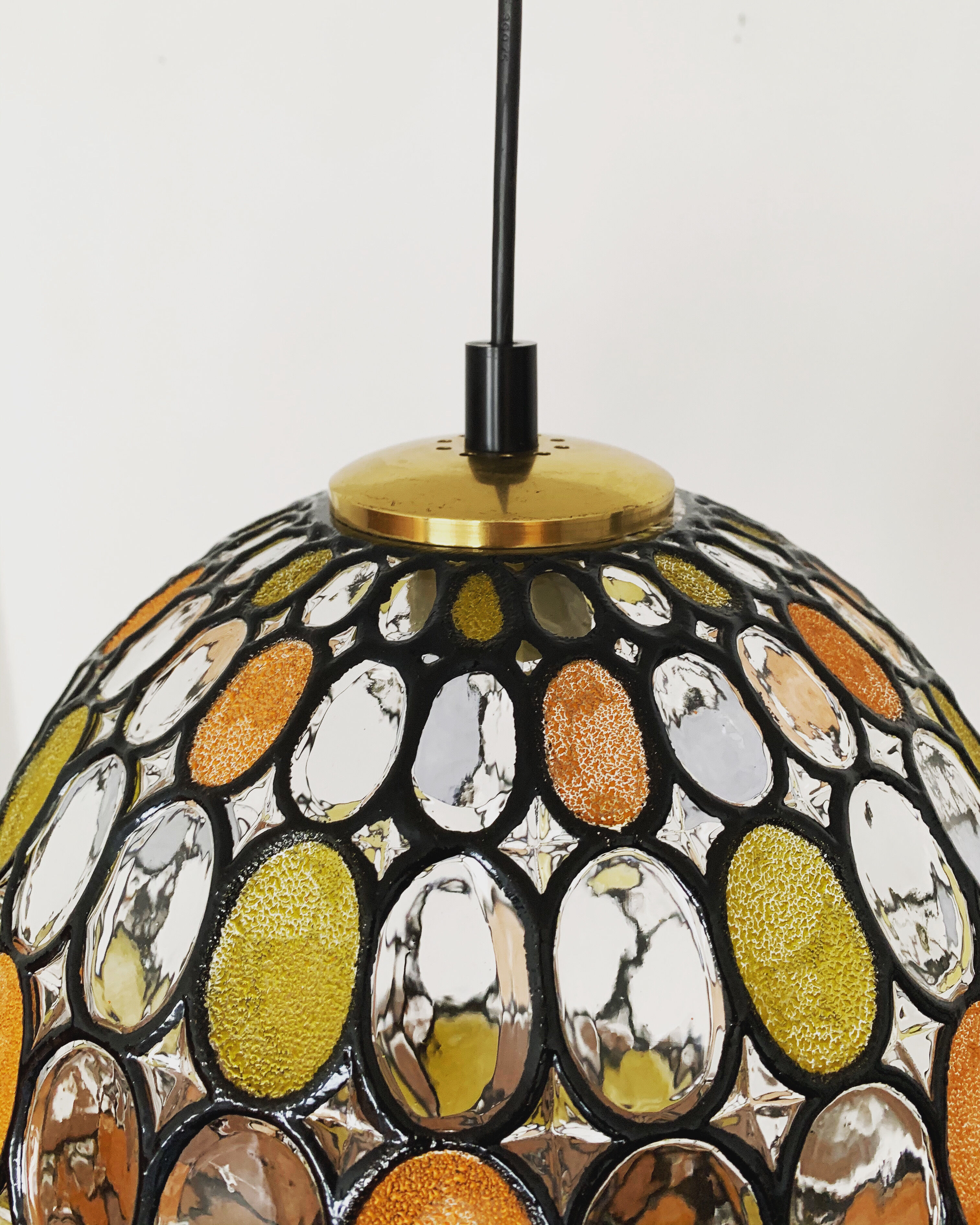 Colourful glass pendant lamp by Glashütte Limburg