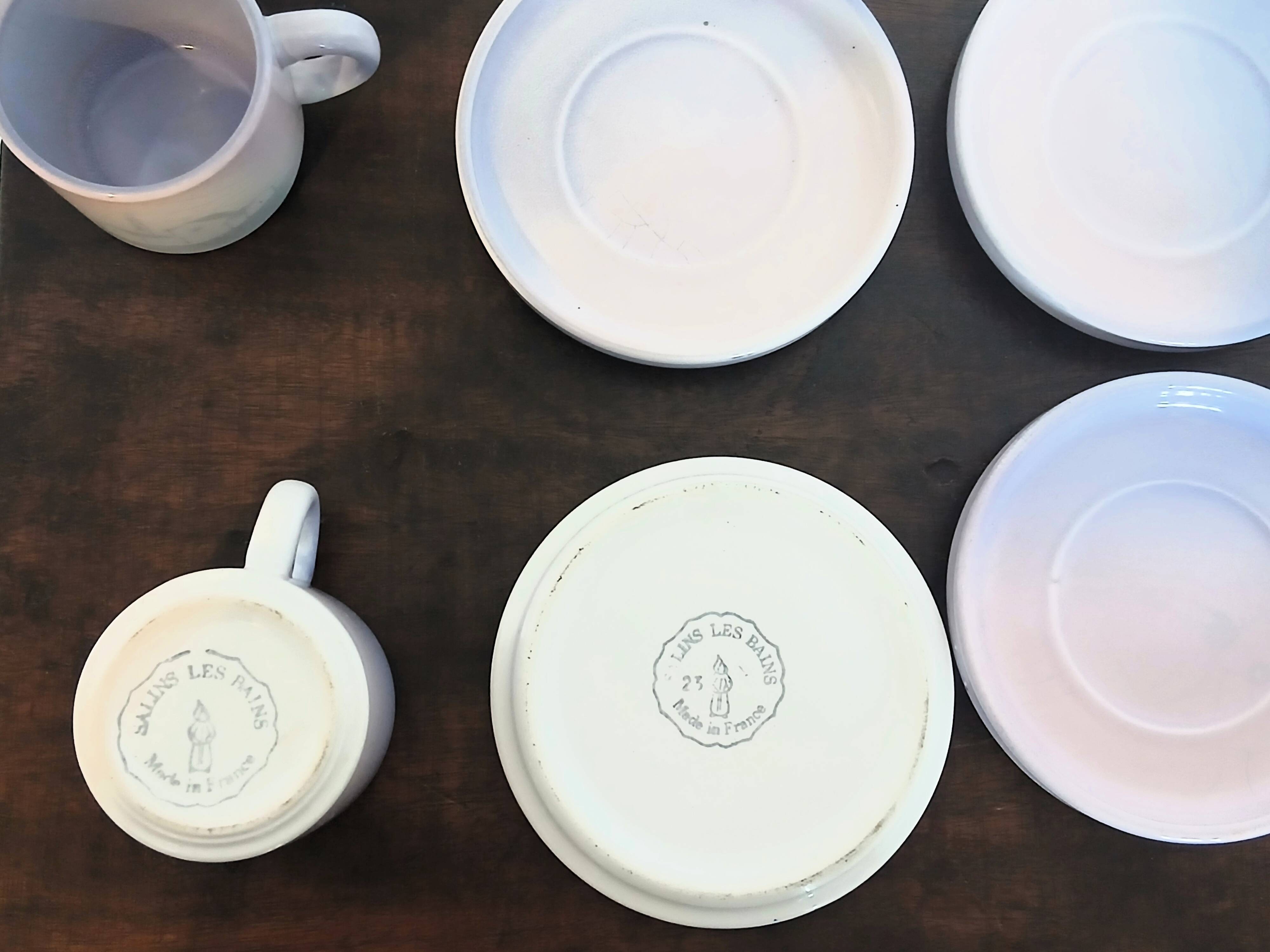Service à café vintage faïence Salins-les-Bains peint main 4 personnes