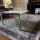Table basse vintage chromée avec plateau en verre