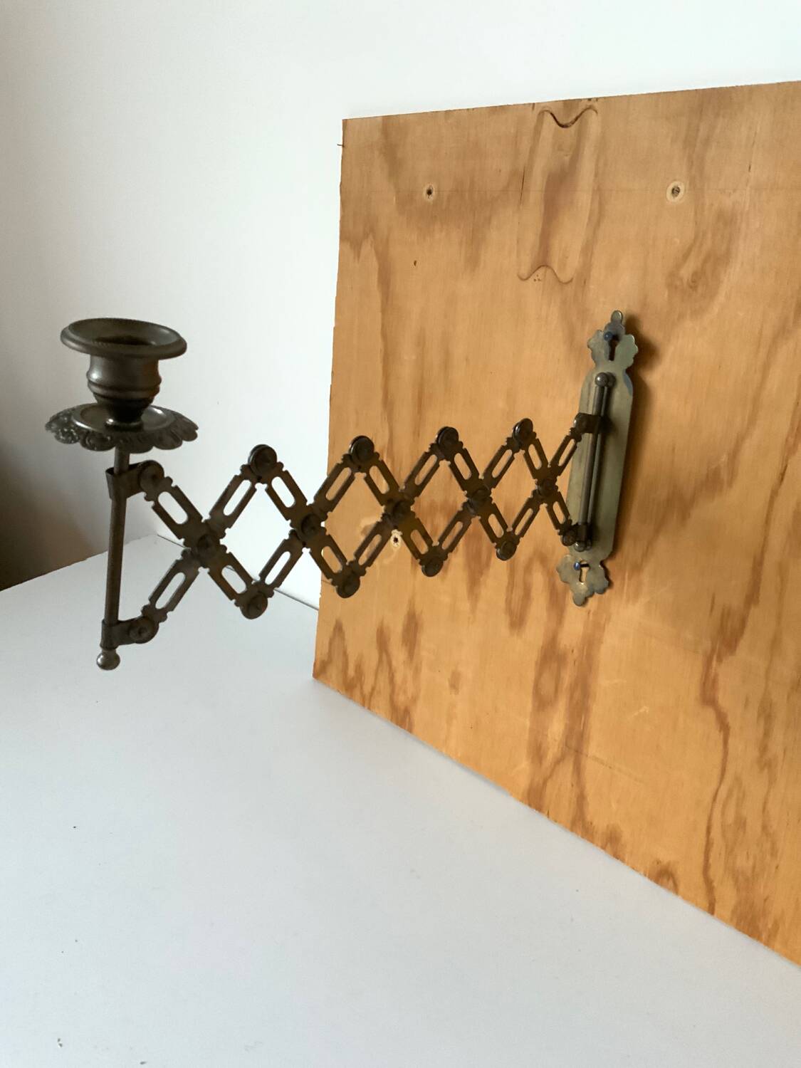 Accordion brass candle holder