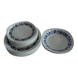 Lot assiette année 70 Fleur bleu