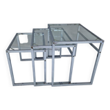 Danish tables, nickel-plated, 3 in 1, loft