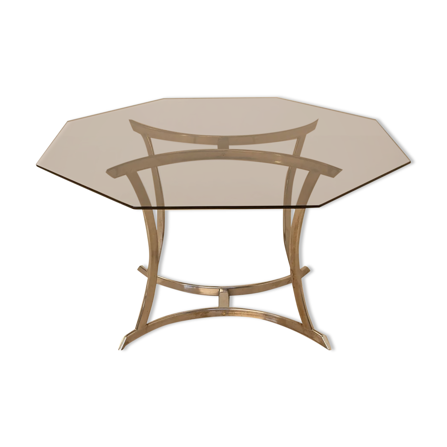 Italian octagonal metal dining table 70's