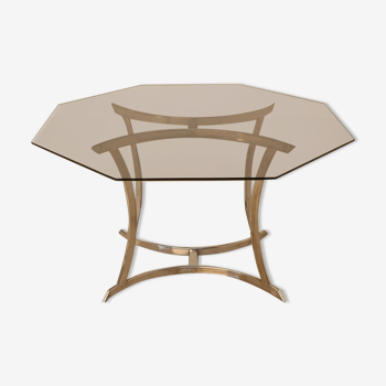 Italian octagonal metal dining table 70's