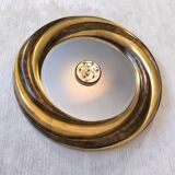 Victorian English Round Grand Mirror – Gilded Wood & Bevelled Glass