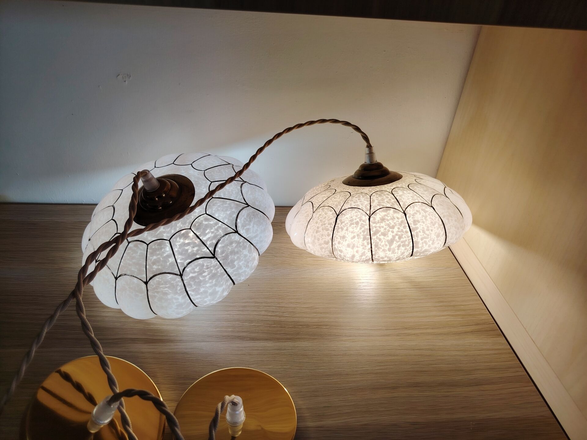 Art Deco pink glass suspensions from Clichy