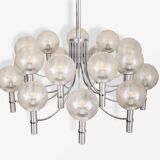 Pair of Veronese chandeliers 165 cms steel glass Murano circa 1970