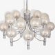 Pair of Veronese chandeliers 165 cms steel glass Murano circa 1970