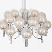 Paire de lustres de Veronese 165 cms acier verre Murano vers 1970