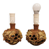 Danish designed ceramic table lamps with an organic expression, by Bodil Marie Nielsen around 1960.