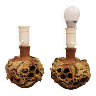 Danish designed ceramic table lamps with an organic expression, by Bodil Marie Nielsen around 1960.
