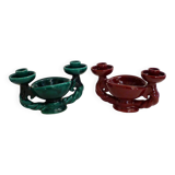 Pair of earthenware candlesticks