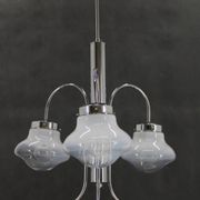 1960s Chrome Plated Chandelier with Murano Glass,  Italy