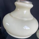 Pair of mid-century vintage opaline milk glass pendant lights