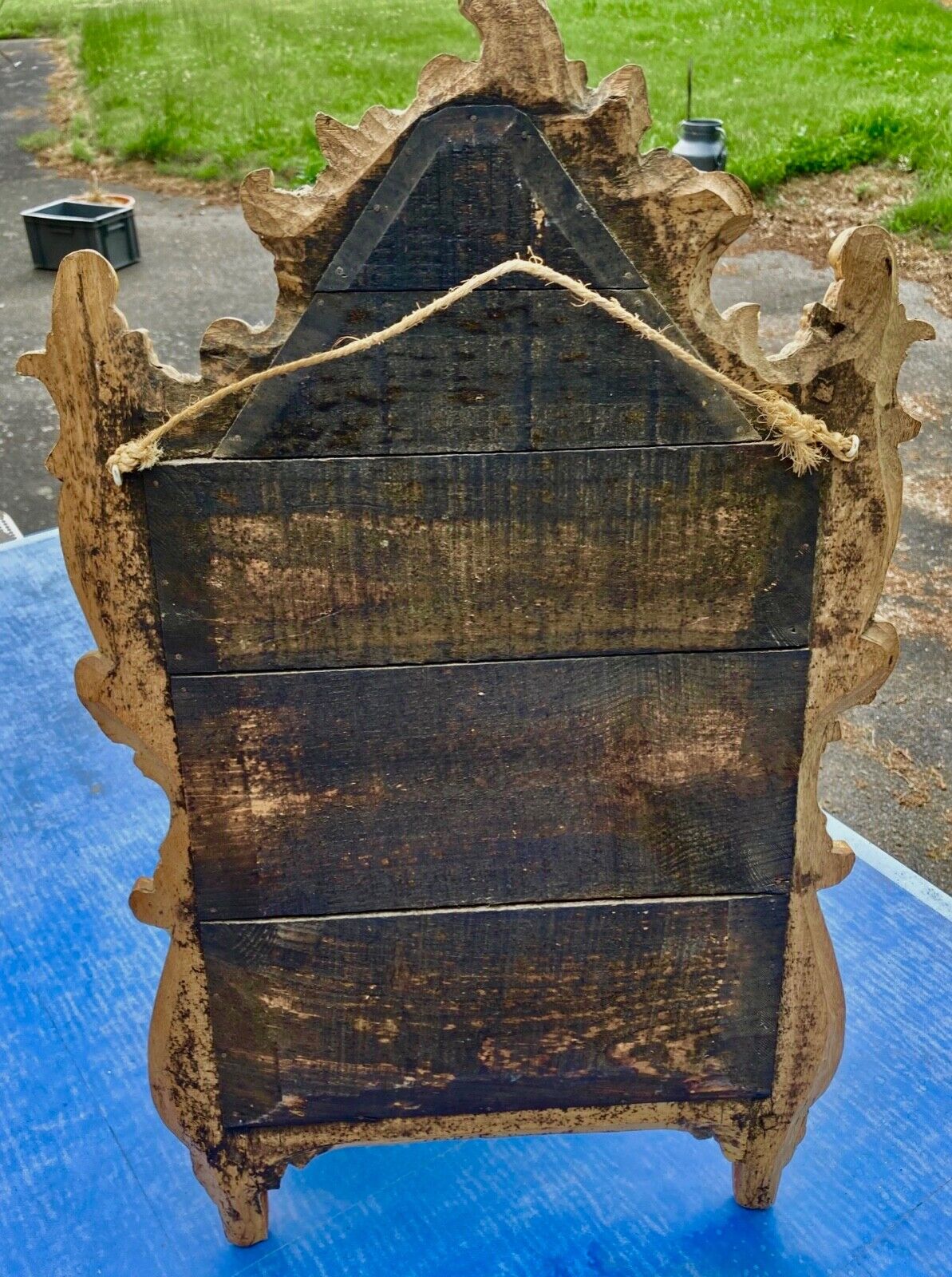 Carved and gilded wooden mirror with mercury ice sheet, Louis XV XVIIIth