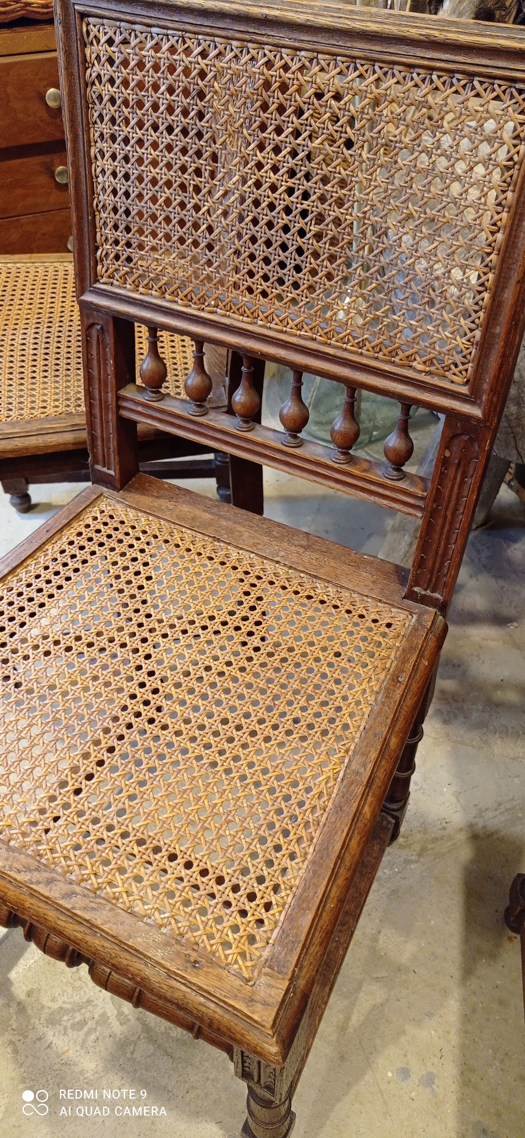 Set of 3 antique canned chairs