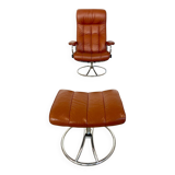 Vintage retro Ekornes Stressless reclining lounge chair & stool 1960s