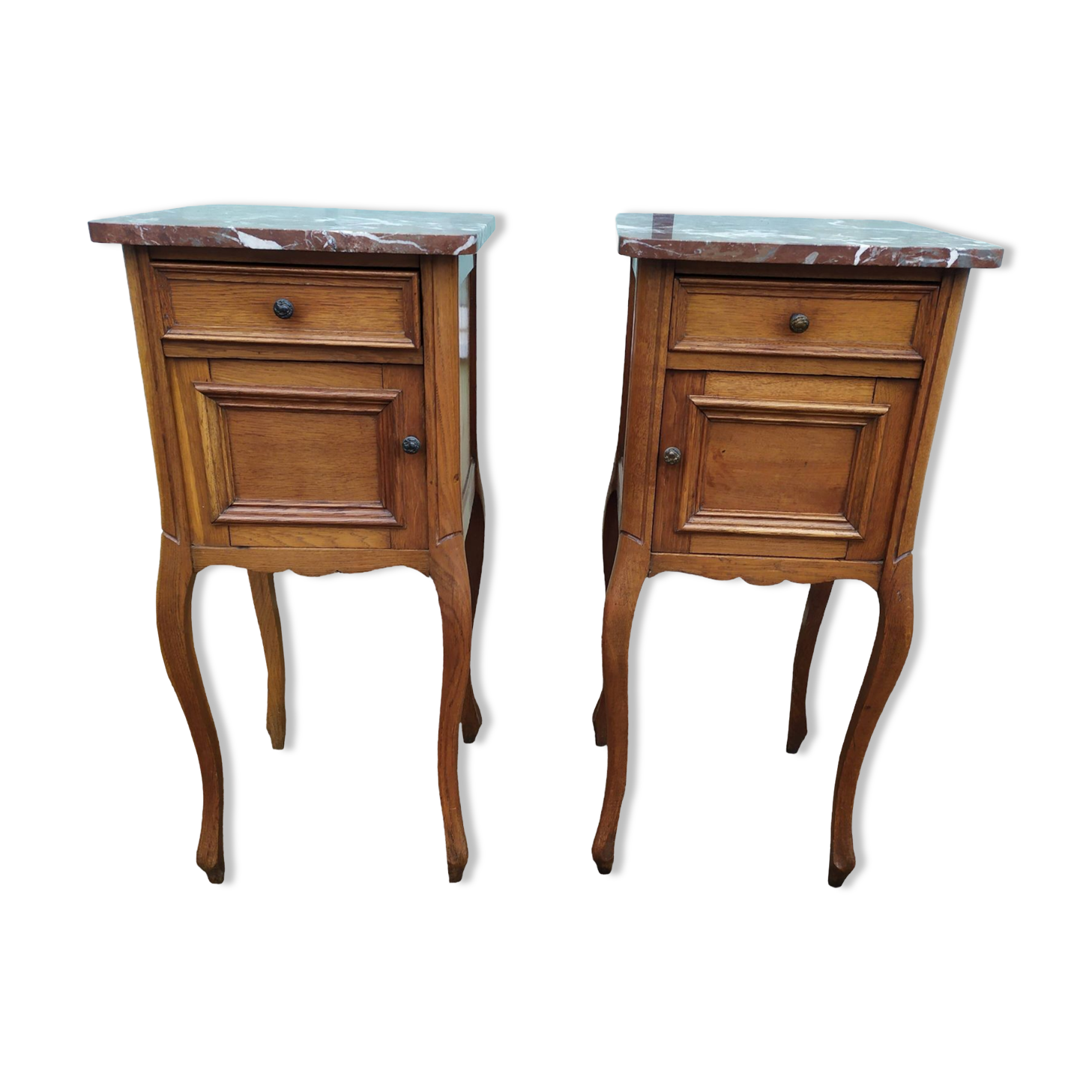 Set of 2 Louis XV style marble bedside tables