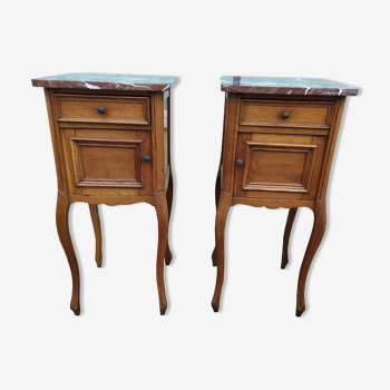 Lot de 2 tables de chevet marbre style Louis XV