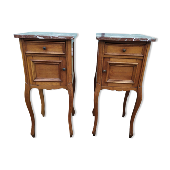 Set of 2 Louis XV style marble bedside tables