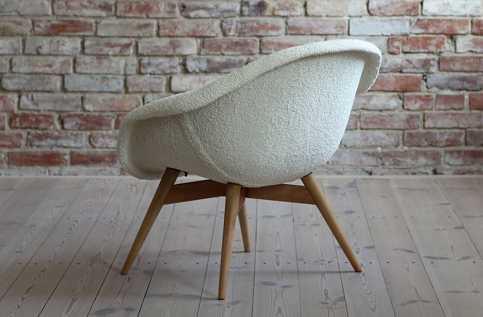 Mid Century Modern Lounge Chair, Czech Republic, 1950s, French Boucle Fabric