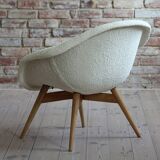 Mid Century Modern Lounge Chair, Czech Republic, 1950s, French Boucle Fabric
