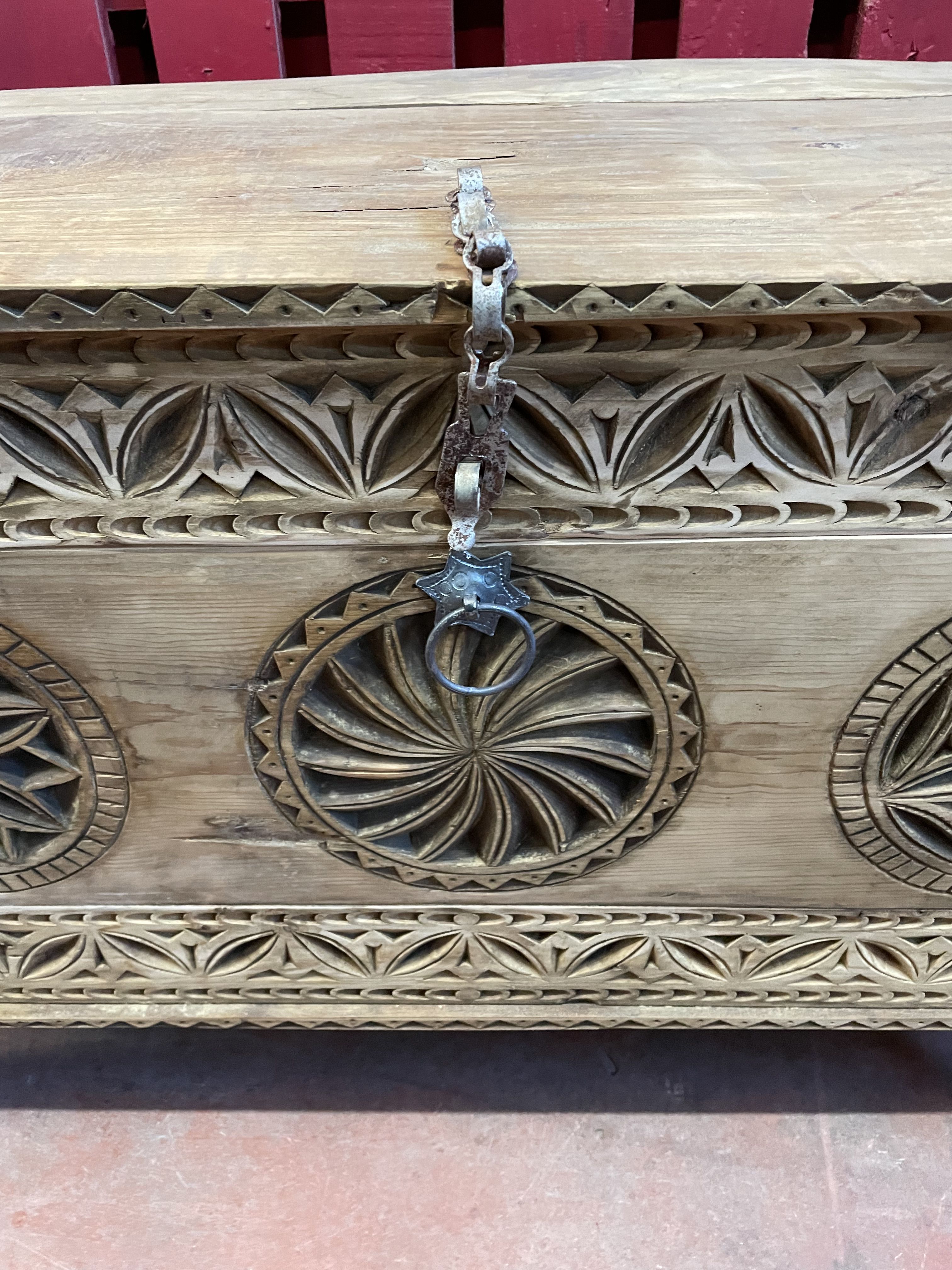 Pakistan, Swat Valley, former Cedar Wood Wedding Chest Fully Carved by Hand