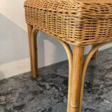 Ottoman vintage in rattan and woven wicker