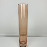 Vintage salmon pink glass roller vase