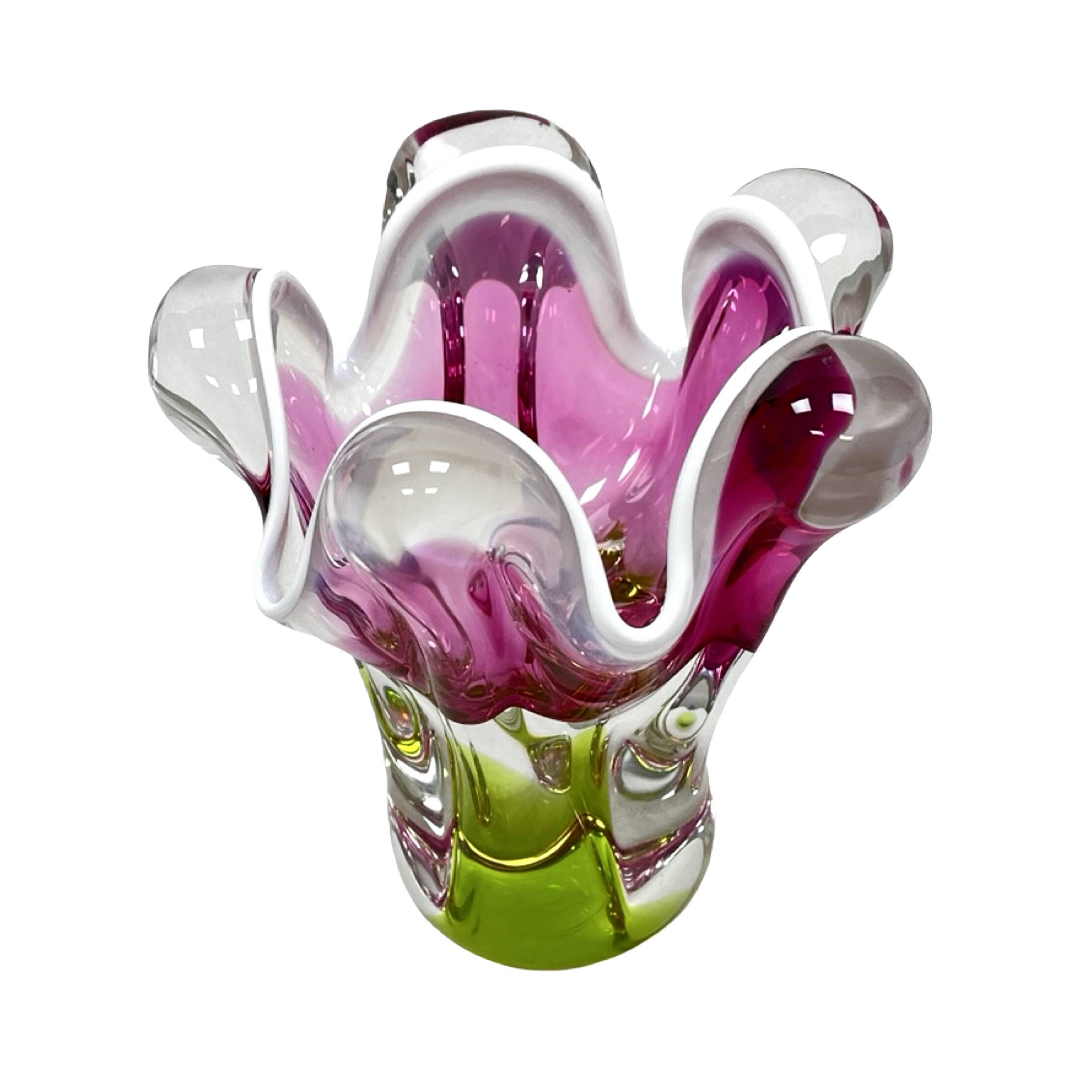 Chřibská Sklárna J. Hospodka vase, art glass, Czechoslovakia, 1960s.
