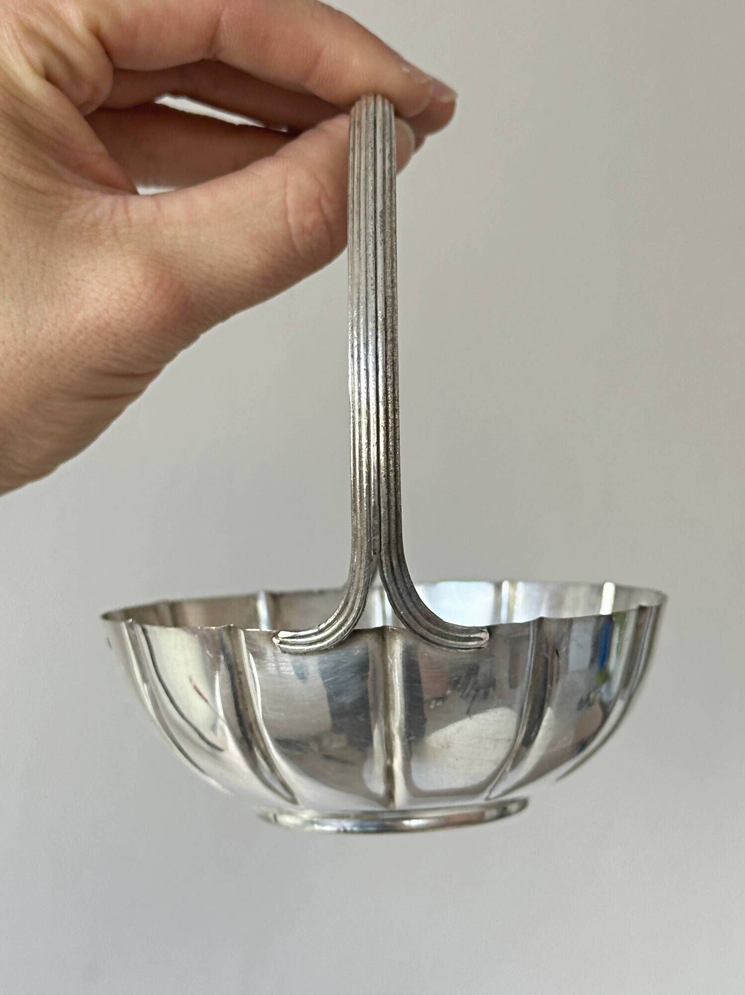 Small vintage silver-plated metal basket